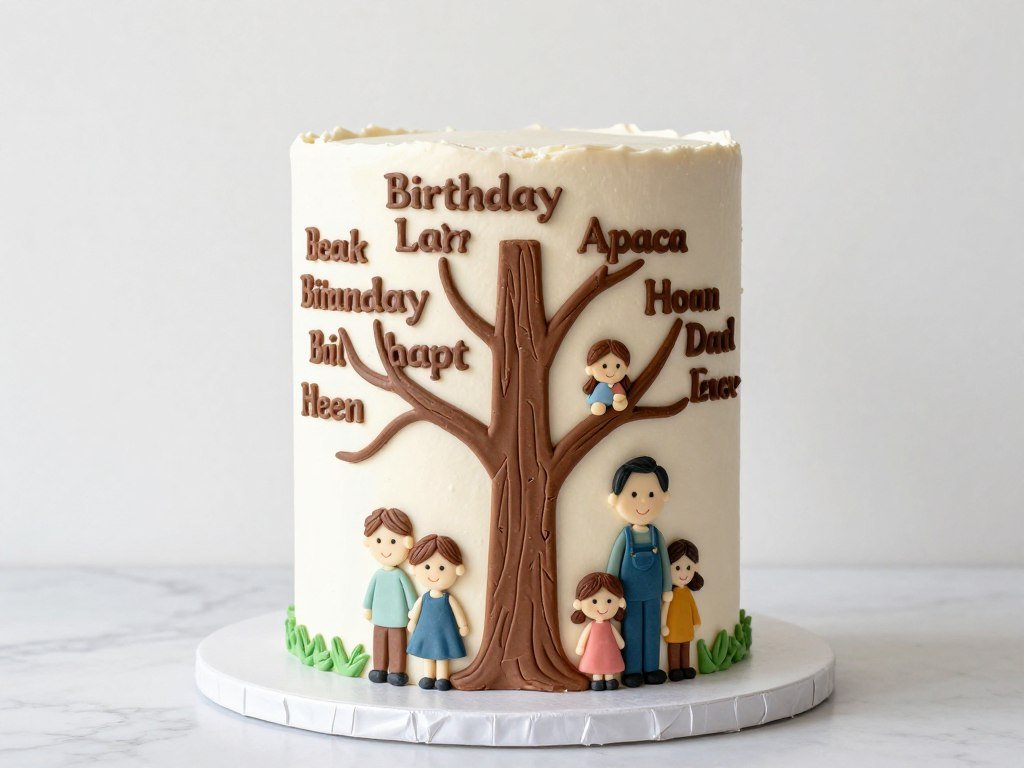 family tree birthday cake showing generations