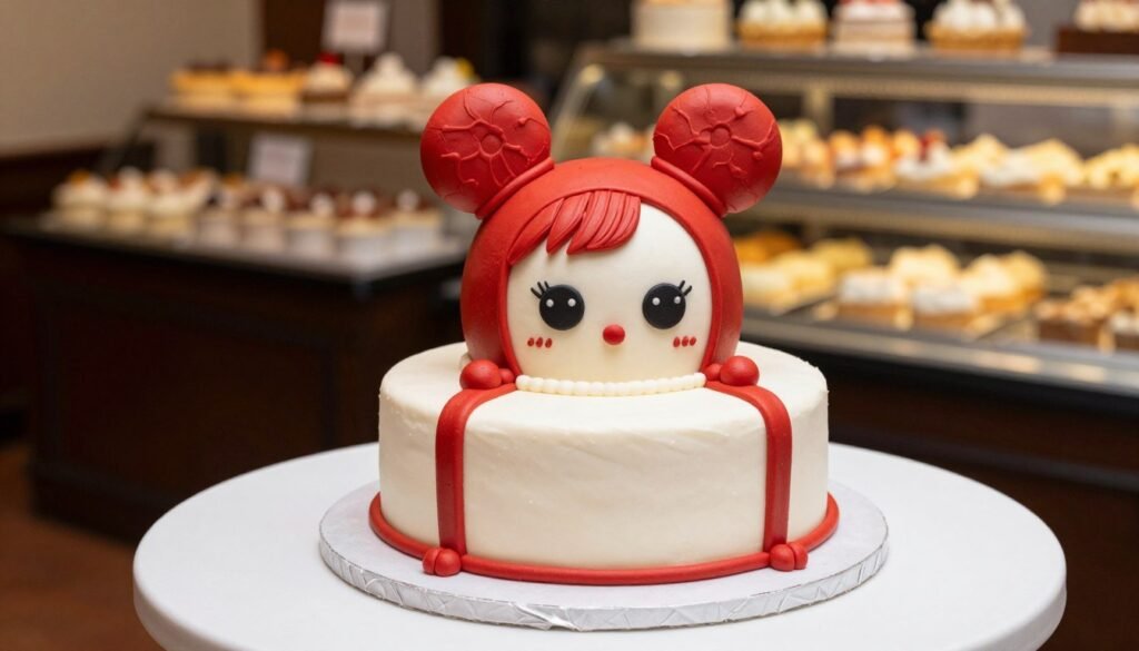 finished red coquette birthday cake display finished red coquette birthday cake display