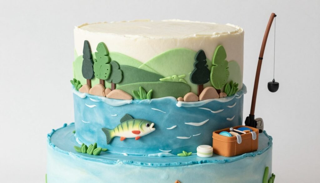 fishing themed birthday cake
