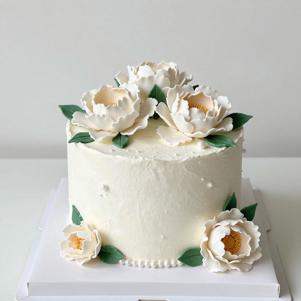 fondant peony cake design