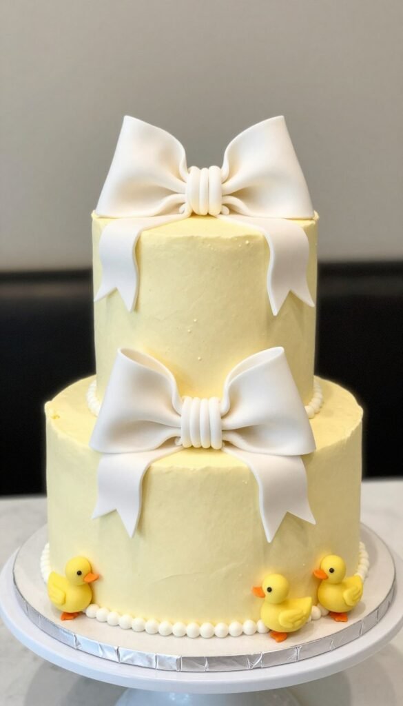 gender neutral baby shower bow cake