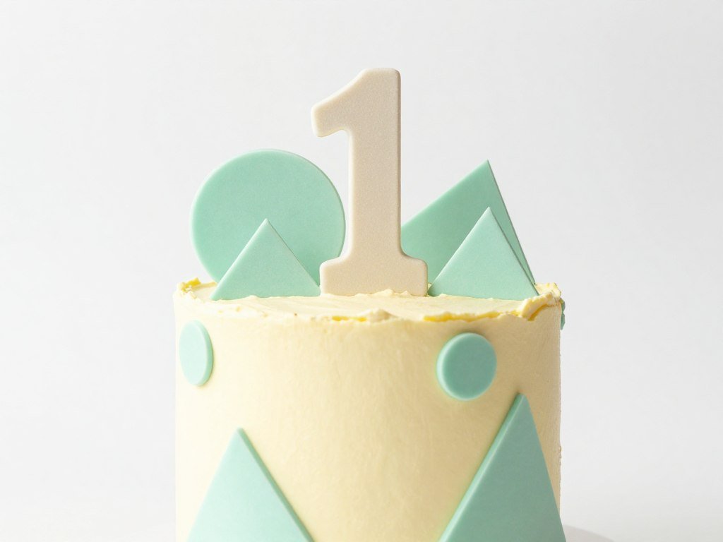 gender neutral first birthday cake in yellow and green colors