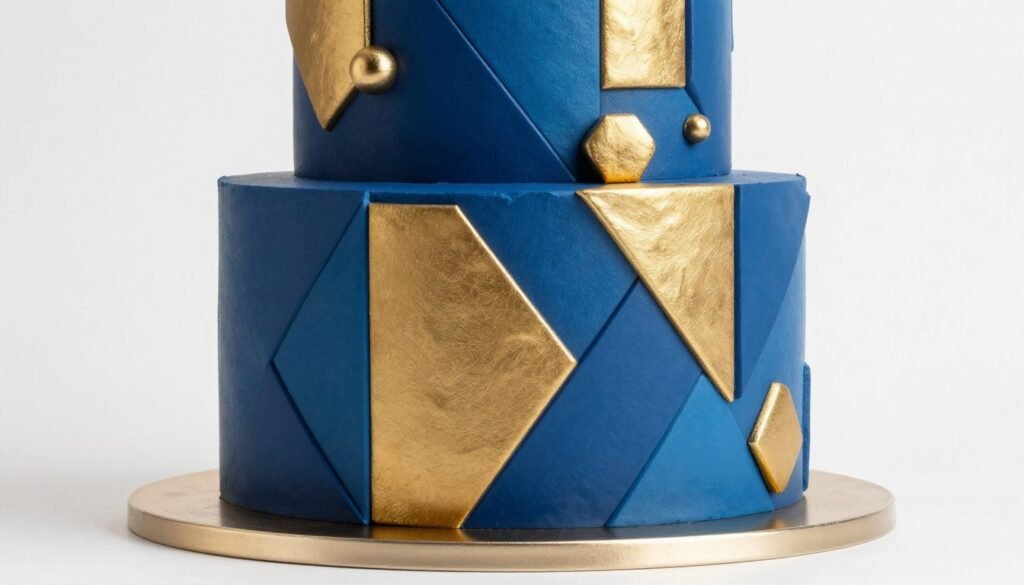 geometric birthday cake with bold patterns and modern design geometric birthday cake with bold patterns and modern design