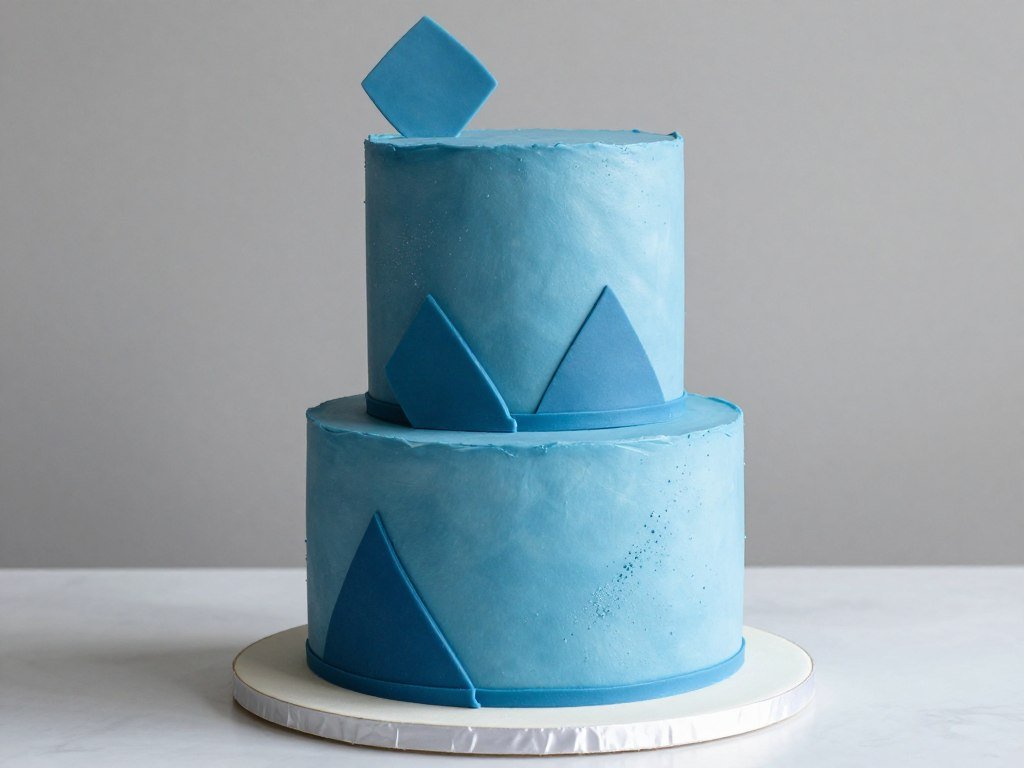 geometric blue cake with mixed textures geometric blue cake with mixed textures