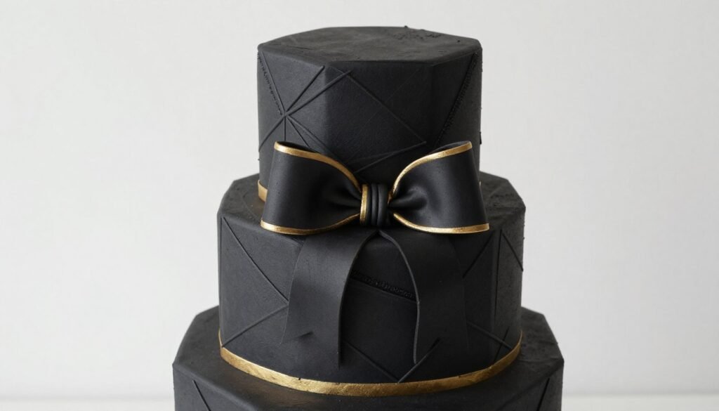 geometric coquette cake with black elements geometric coquette cake with black elements