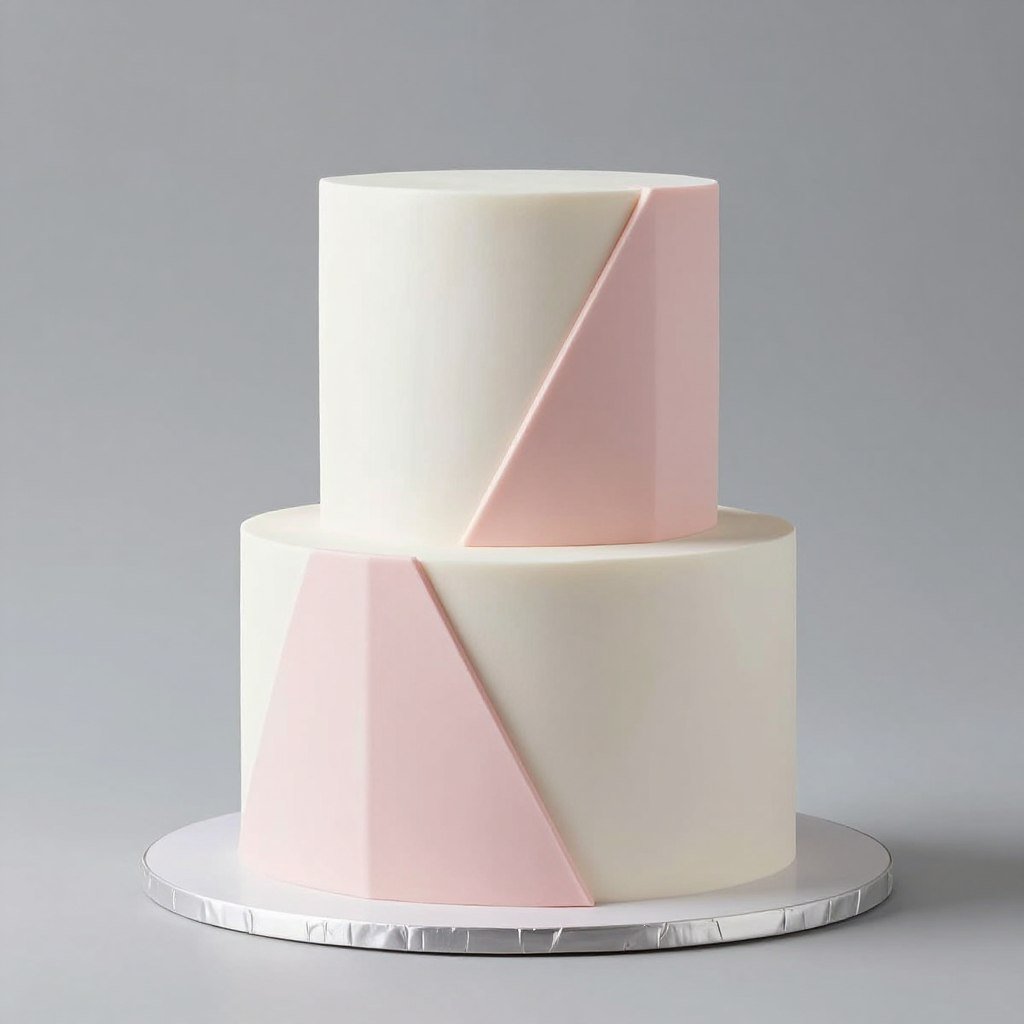geometric modern birthday cake with clean angular lines