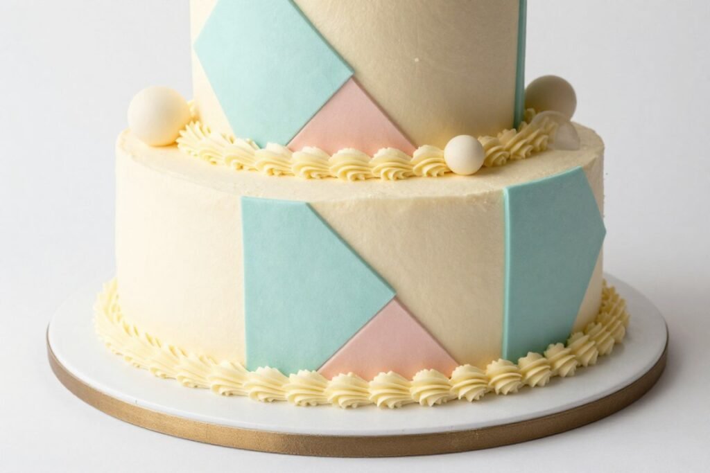 geometric vintage birthday cake design from 1950s era