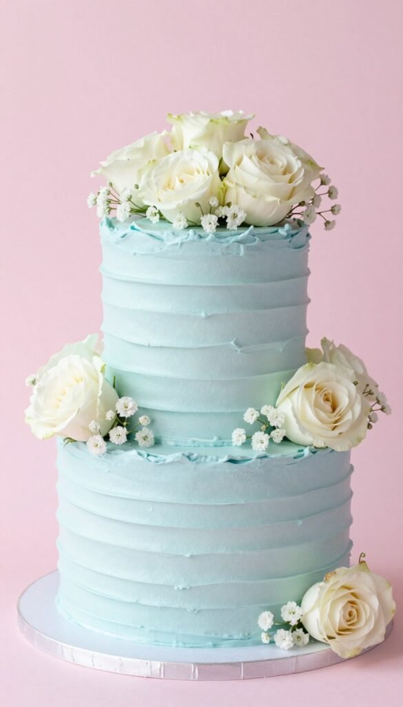 girly blue cake with ruffled frosting design girly blue cake with ruffled frosting design