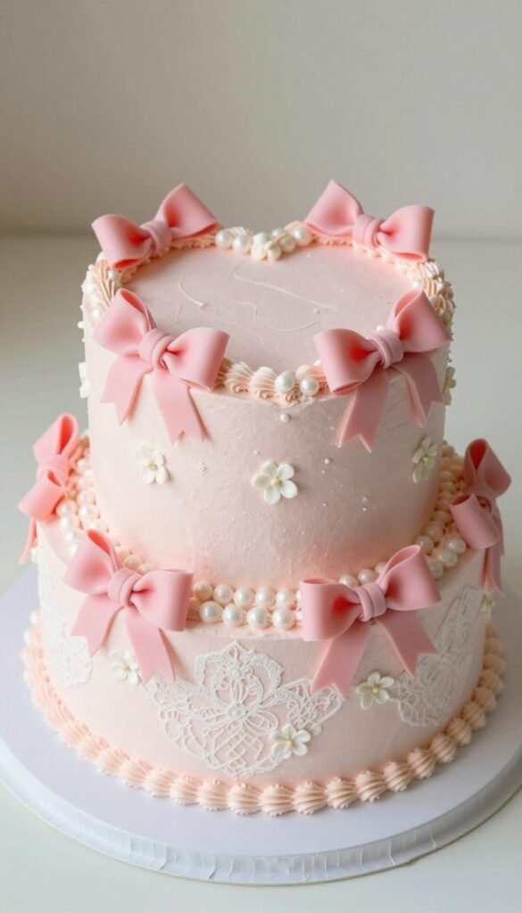 girly coquette bow cake design