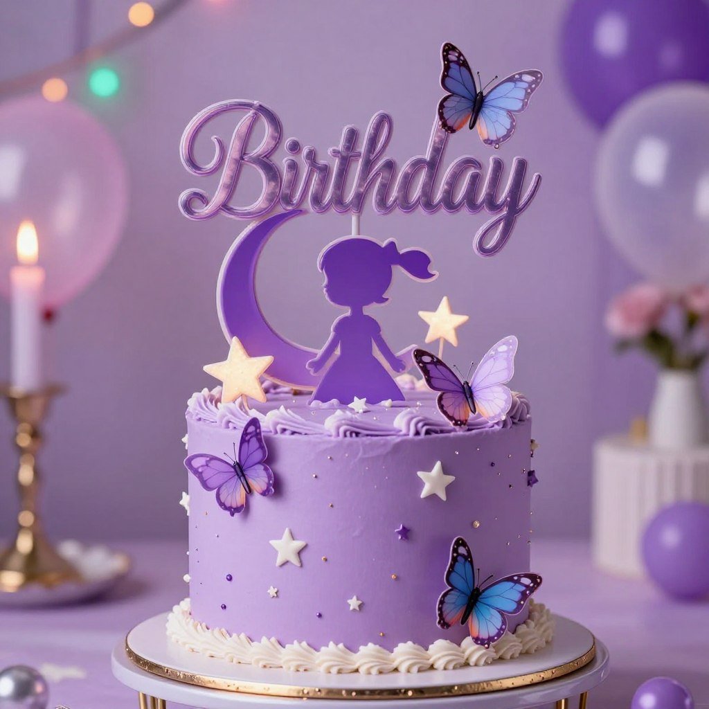girly purple birthday cake personalized topper