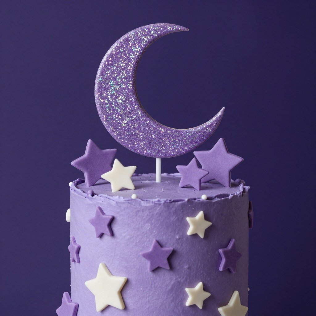 girly purple glitter cake with stars