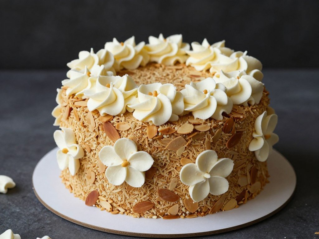 gluten-free almond flour birthday cake with elegant decoration