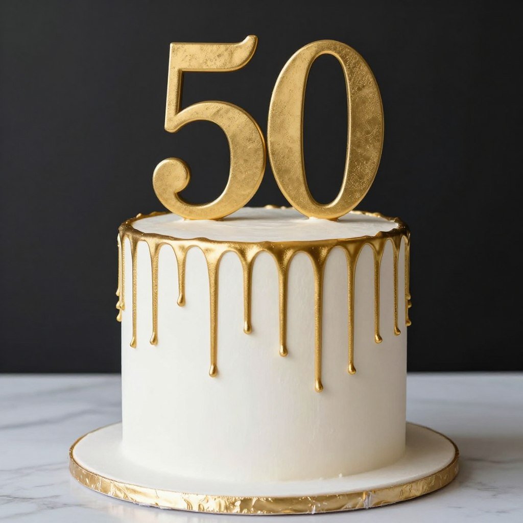 gold drip elegant birthday cake