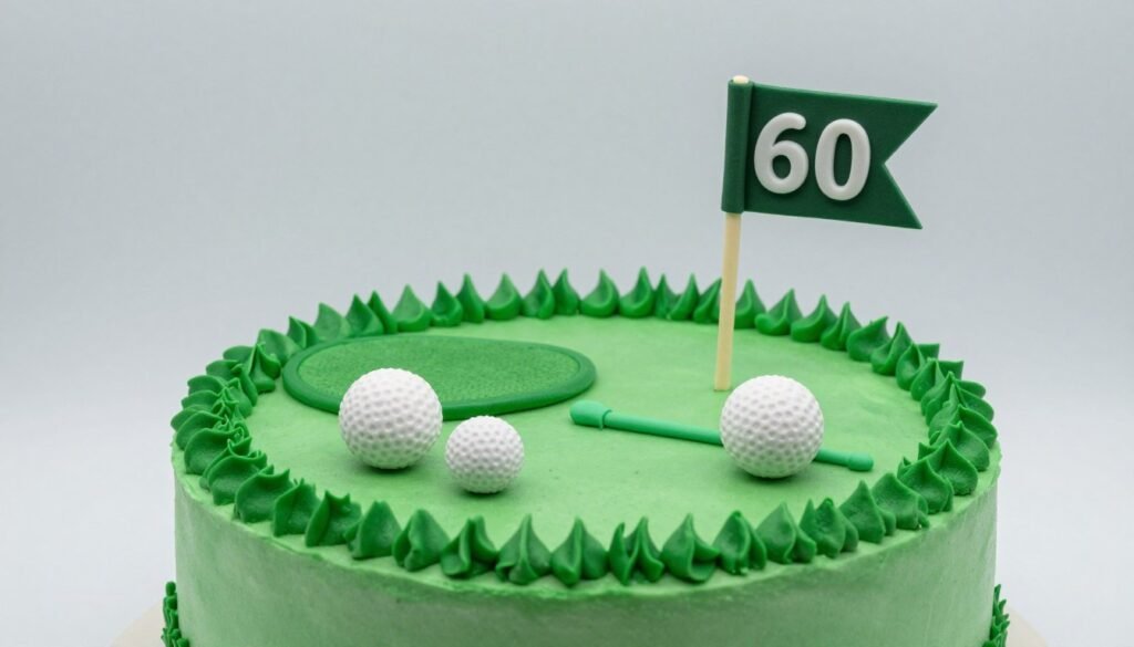 golf-themed 60th birthday cake with fondant golf details