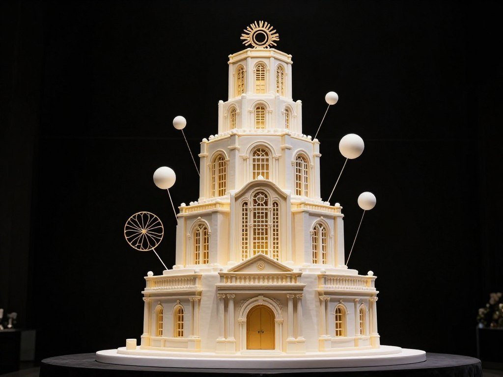 gravity defying birthday cake architectural design