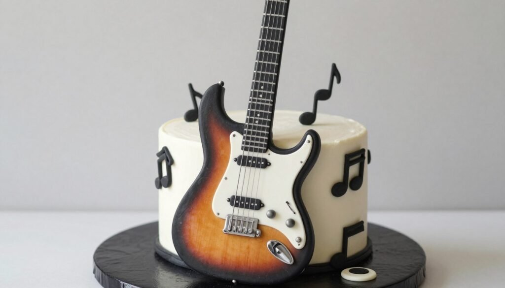 guitar shaped birthday cake for music loving dad