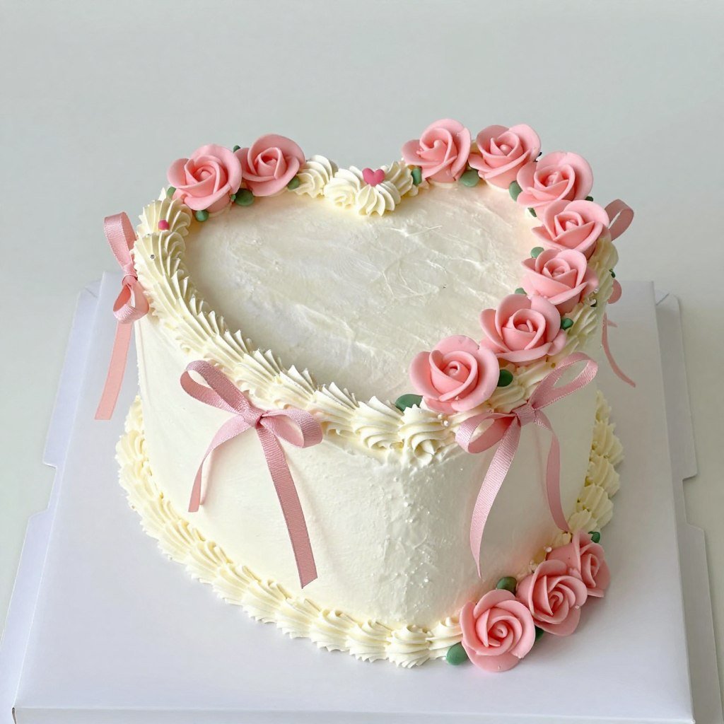 heart cake with roses