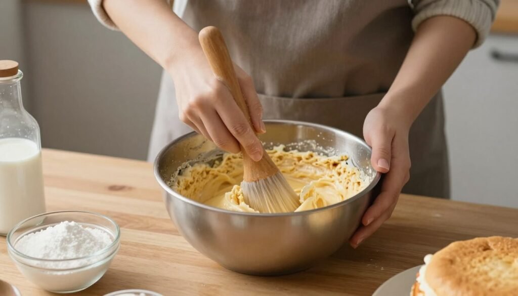 home baker making birthday cake home baker making birthday cake