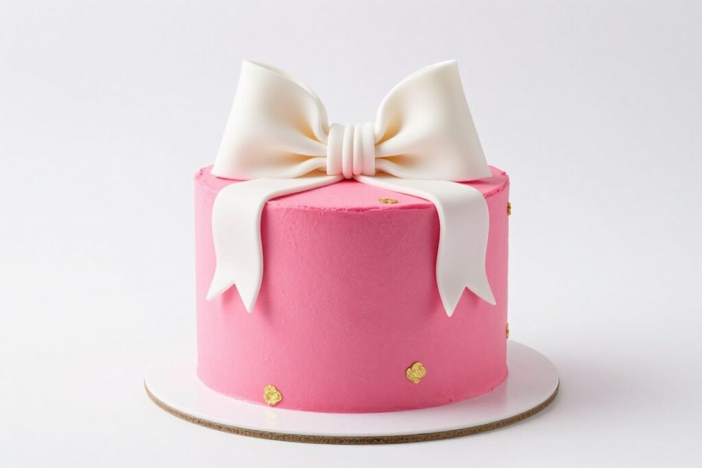 hot pink cake with statement bow