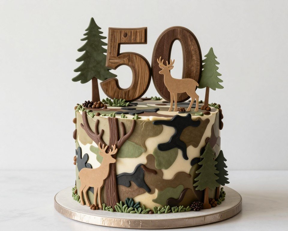 hunting and outdoor adventure birthday cake