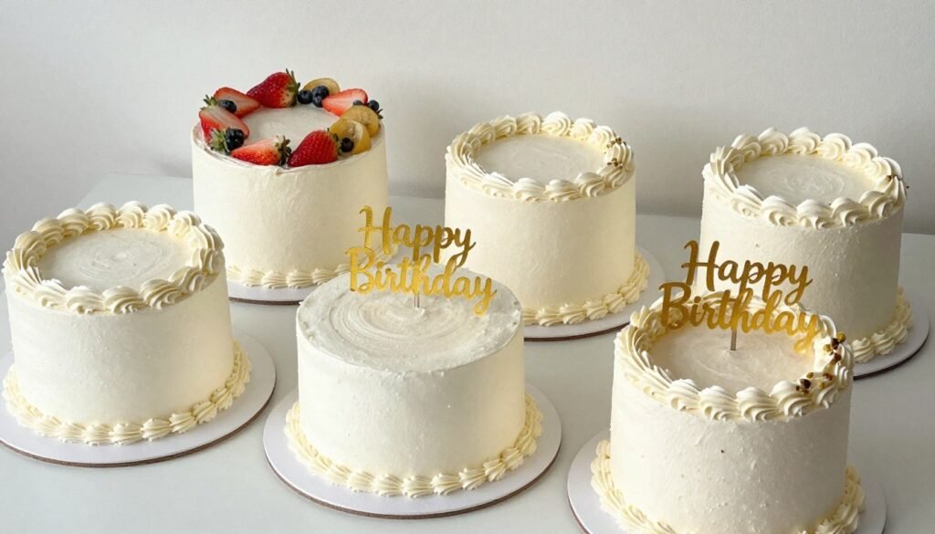individual four-inch birthday cakes for each guest coordinated design