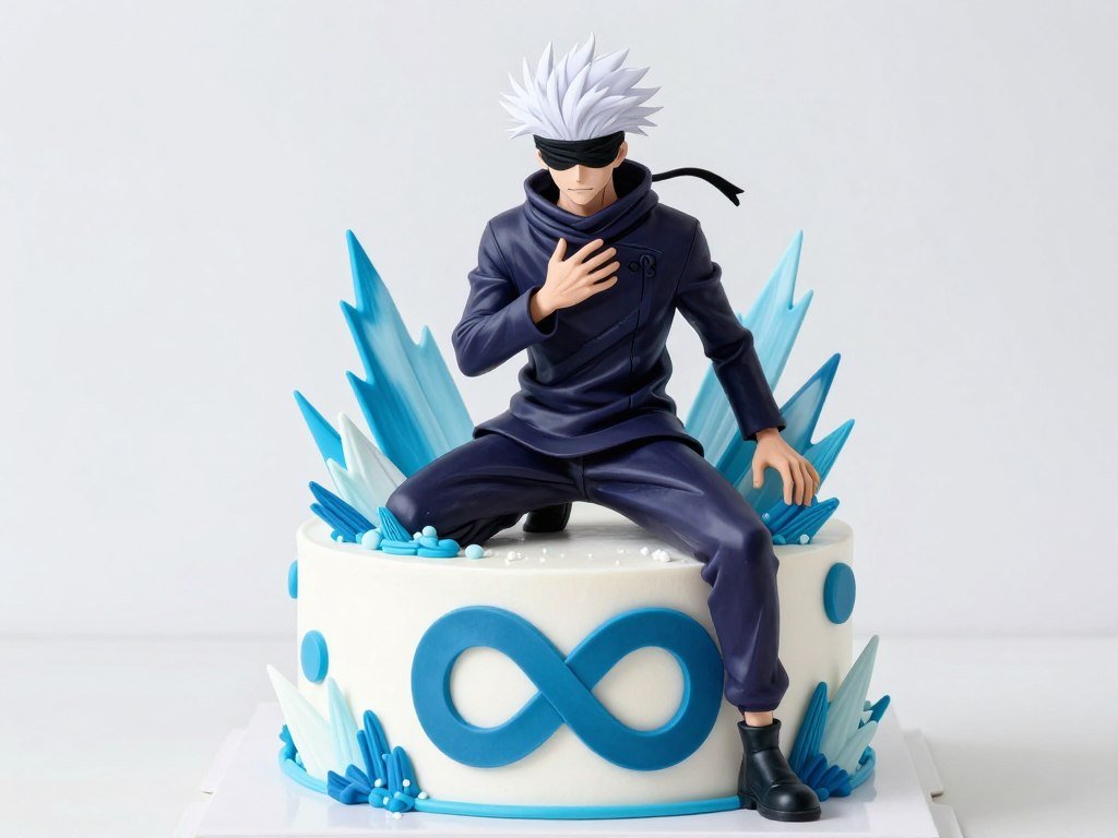 jujutsu kaisen gojo birthday cake with blindfold and infinity design jujutsu kaisen gojo birthday cake with blindfold and infinity design
