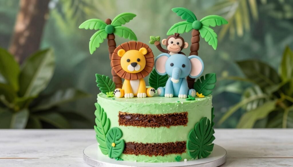 jungle safari themed cake designs birthday animals with lions elephants and tropical decorations jungle safari themed cake designs birthday animals with lions elephants and tropical decorations