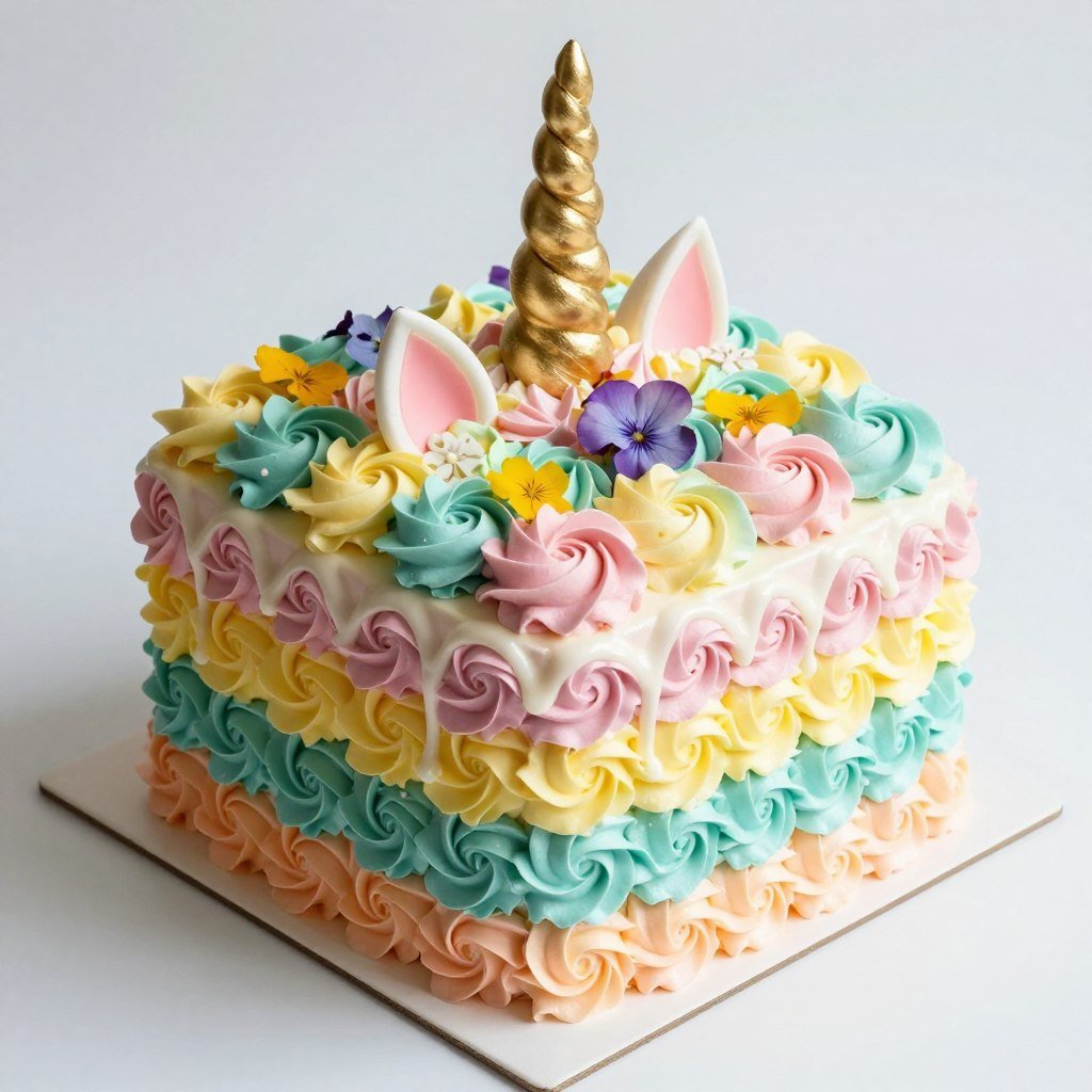 kids birthday cake with rainbow frosting and unicorn theme kids birthday cake with rainbow frosting and unicorn theme