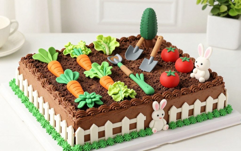 kids birthday party cake with garden and nature theme kids birthday party cake with garden and nature theme