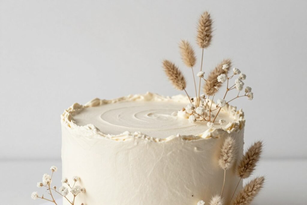 korean aesthetic cake with dried flowers and minimalist botanical decoration korean aesthetic cake with dried flowers and minimalist botanical decoration