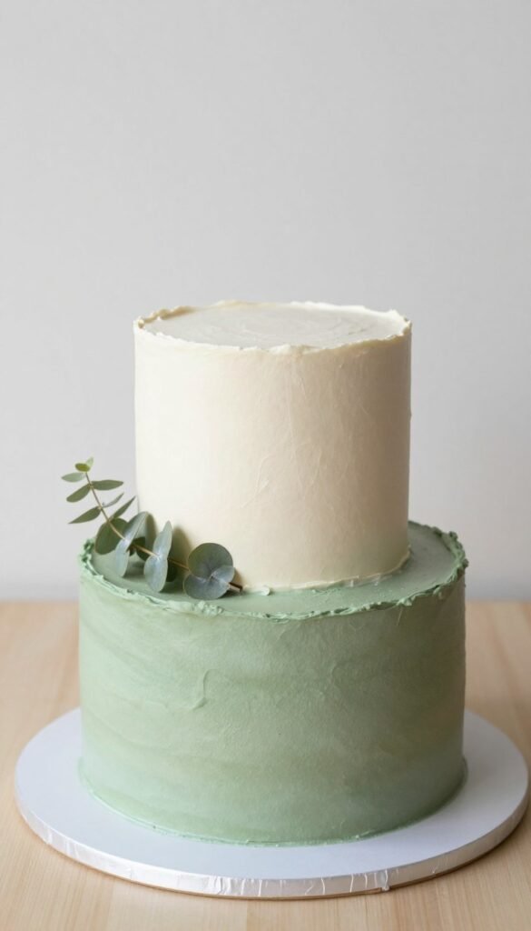 korean cake with sage green and cream aesthetic korean cake with sage green and cream aesthetic