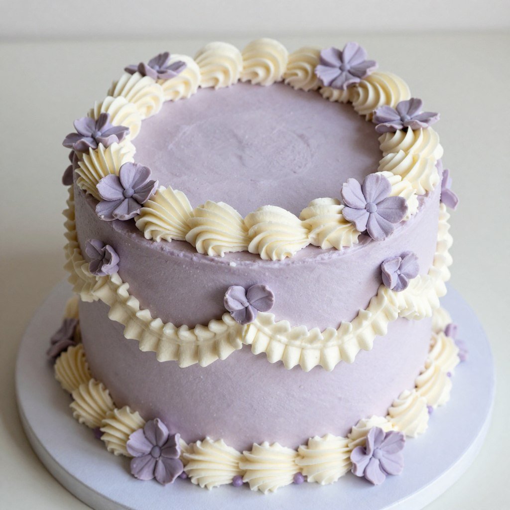lavender and white vintage cake