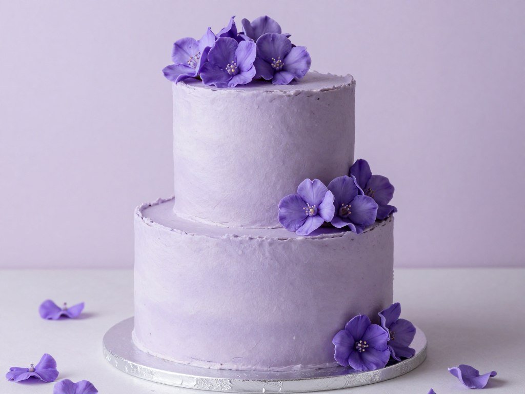 lavender birthday cake with purple tones
