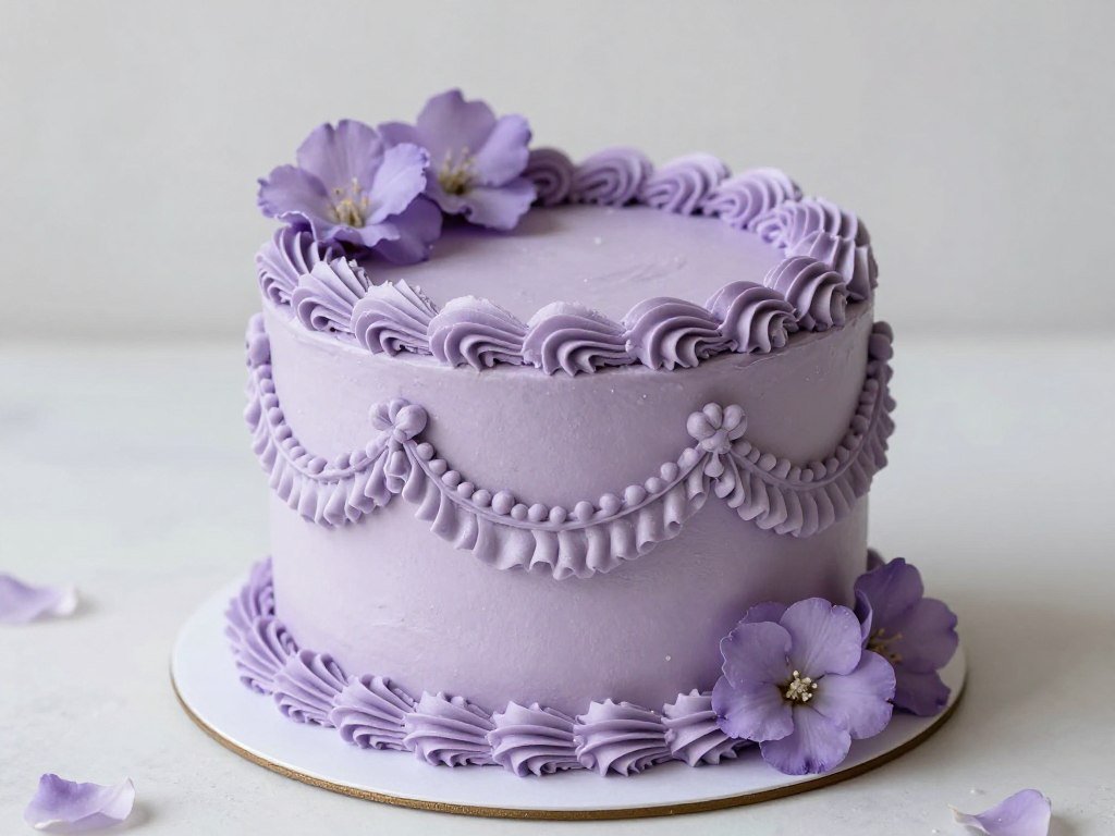 lavender vintage birthday cake for girl