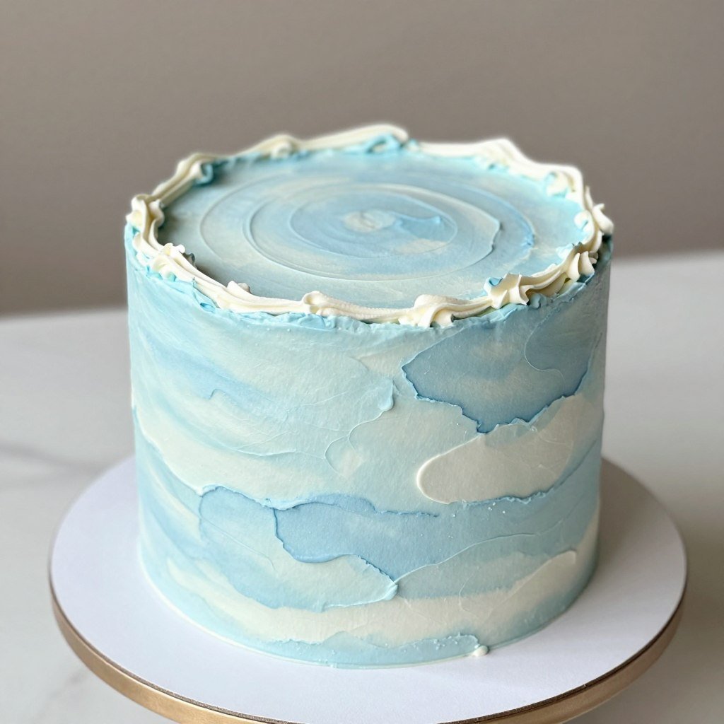 light blue cake inspo with watercolor effect light blue cake inspo with watercolor effect