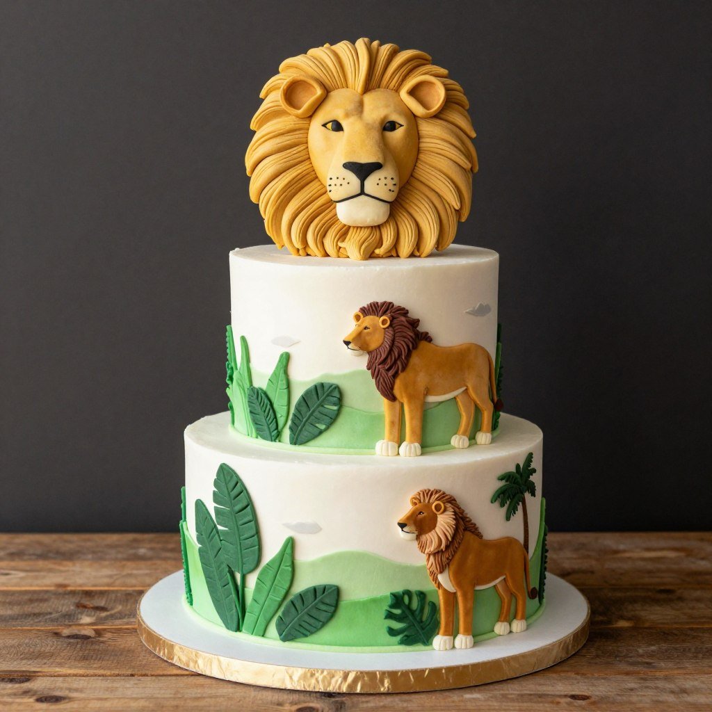 lion birthday cake with jungle safari theme lion birthday cake with jungle safari theme
