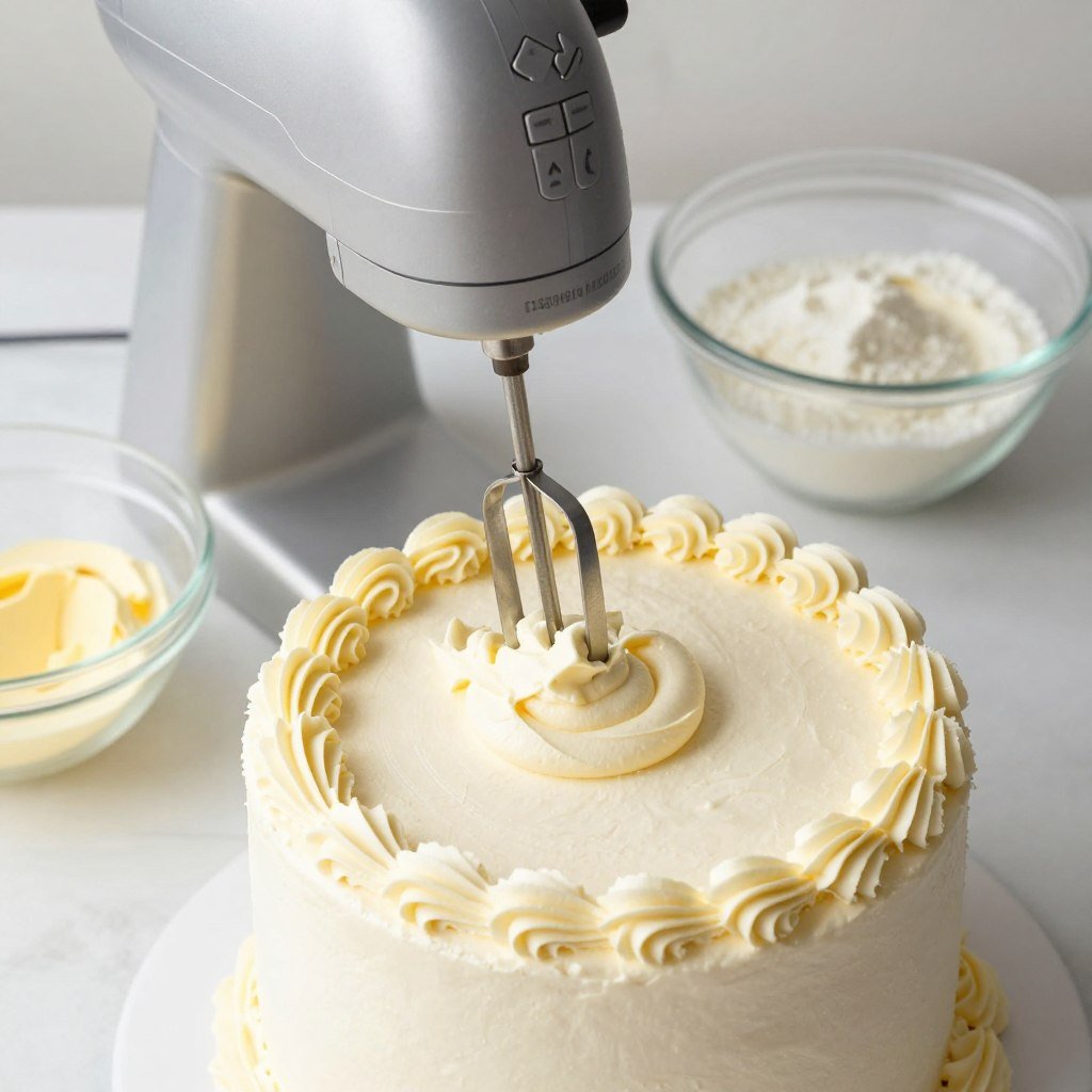 making buttercream for vintage cake