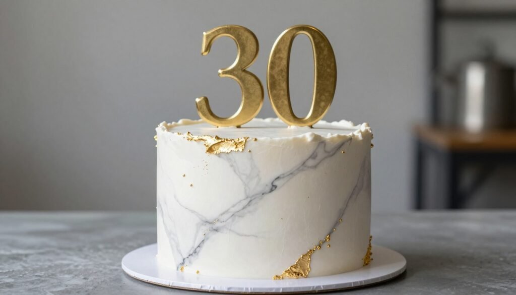 marble effect 30th birthday cake design