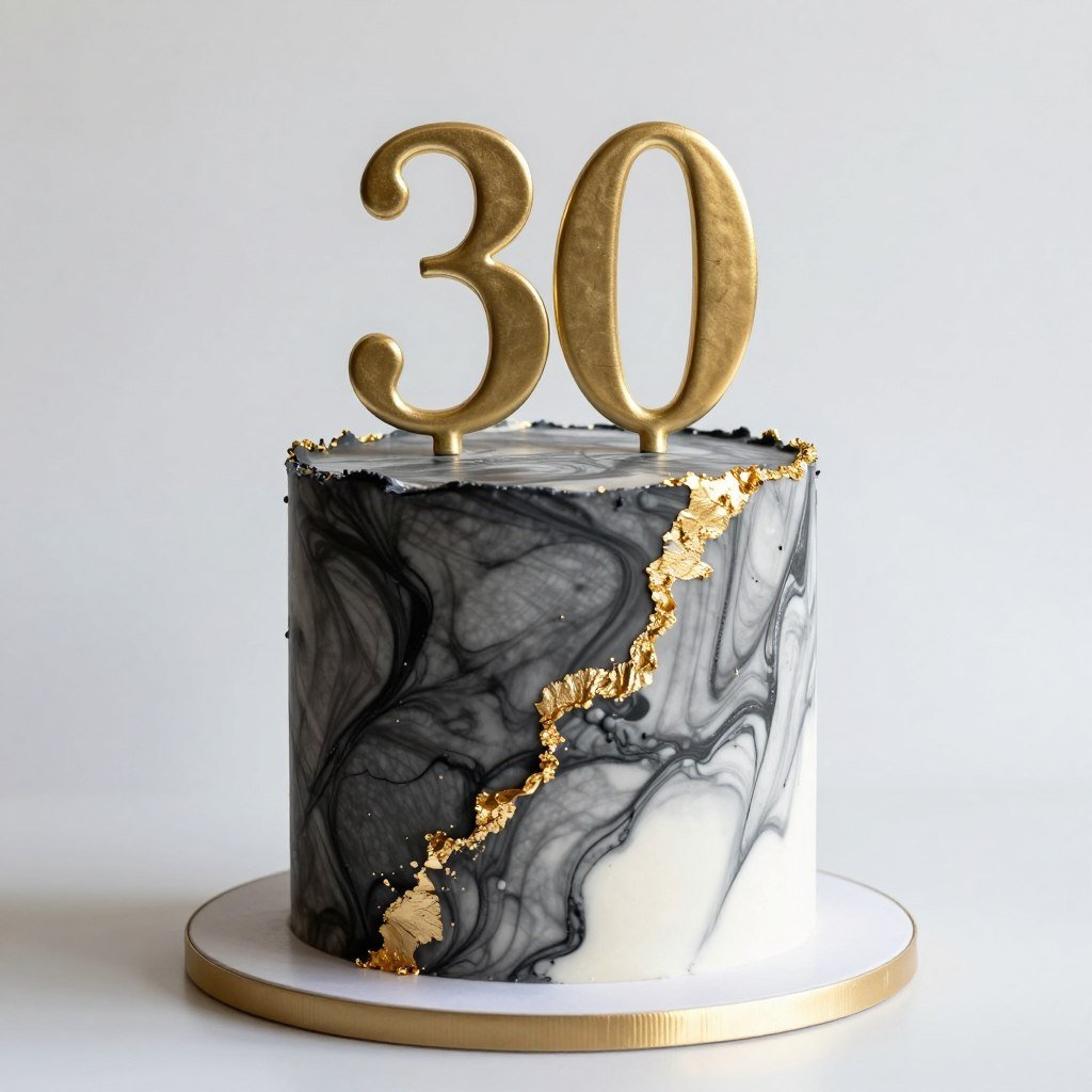 marble effect birthday cake for men turning 30
