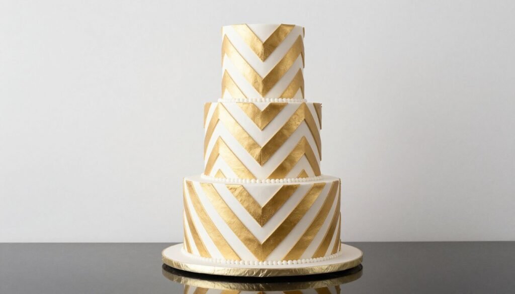 metallic chevron pattern birthday cake modern luxury