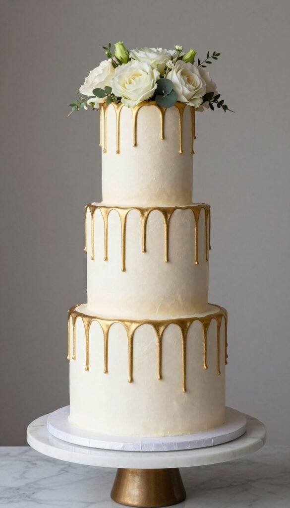 metallic gold drip birthday cake elegant design