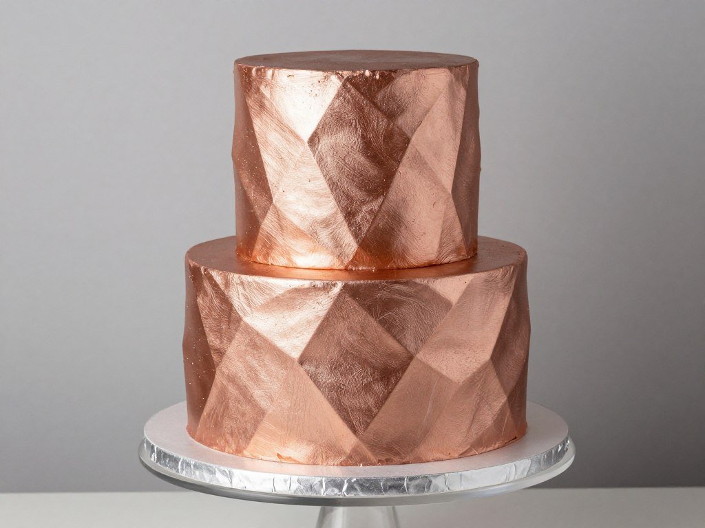 metallic rose gold birthday cake design