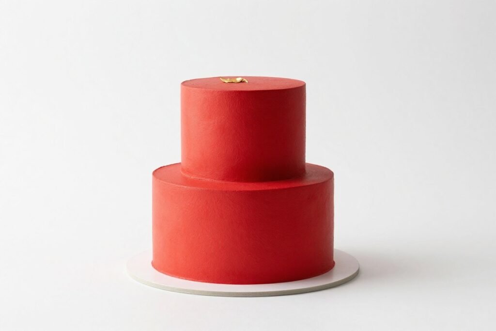 minimalist aesthetic cake designs korean red with single gold accent