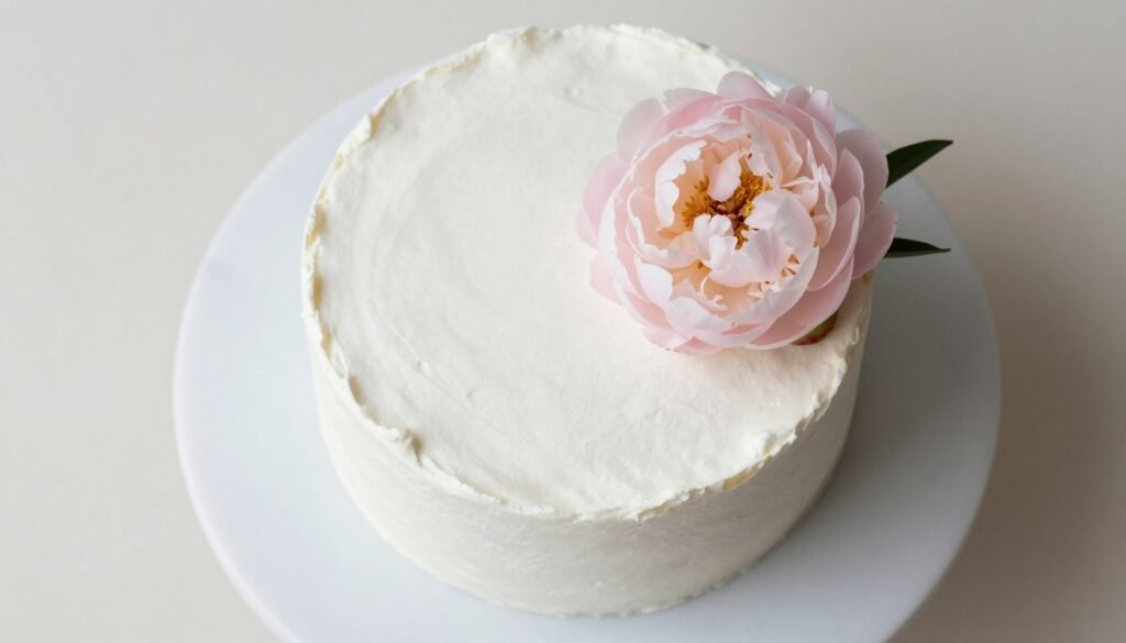 minimalist birthday cake with fresh flower accent