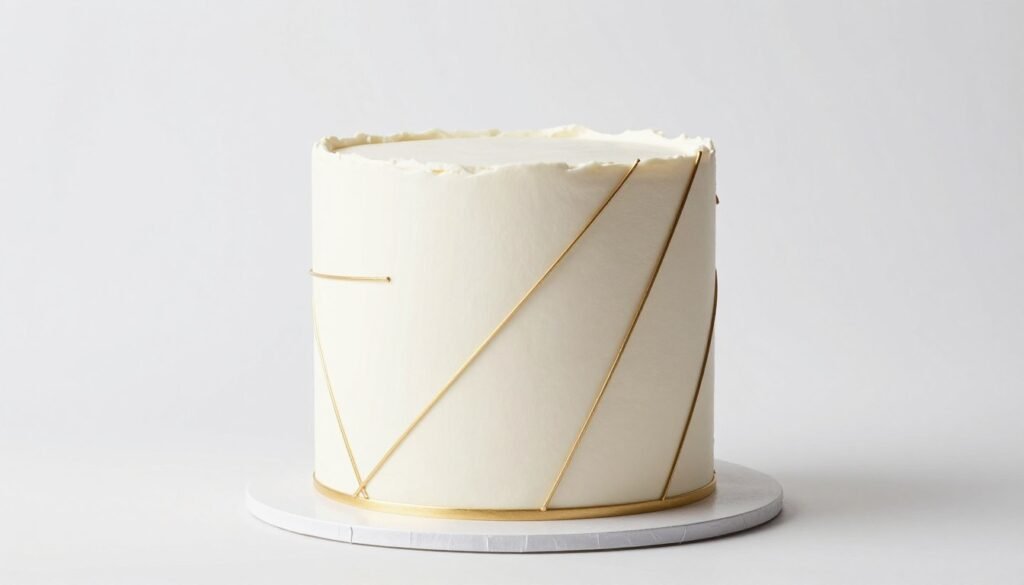 minimalist birthday cake with geometric line decorations