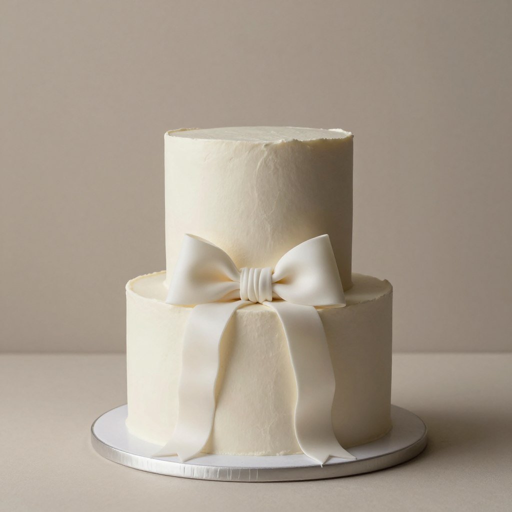 minimalist birthday cake with ribbon accent