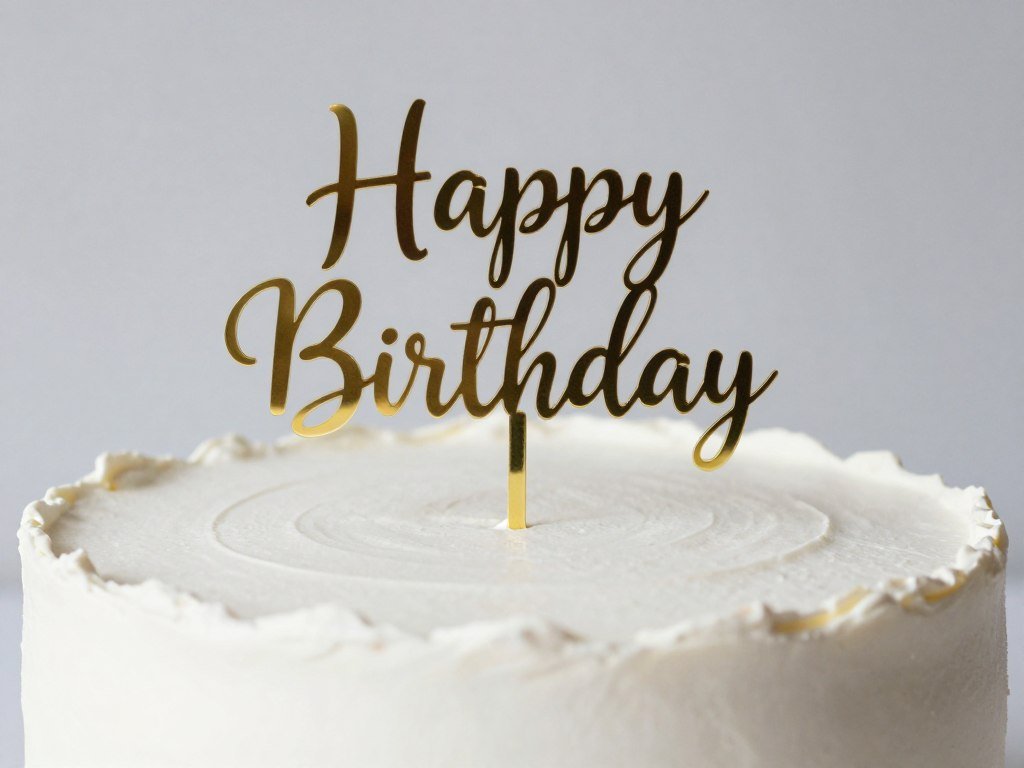 minimalist cake topper with simple text