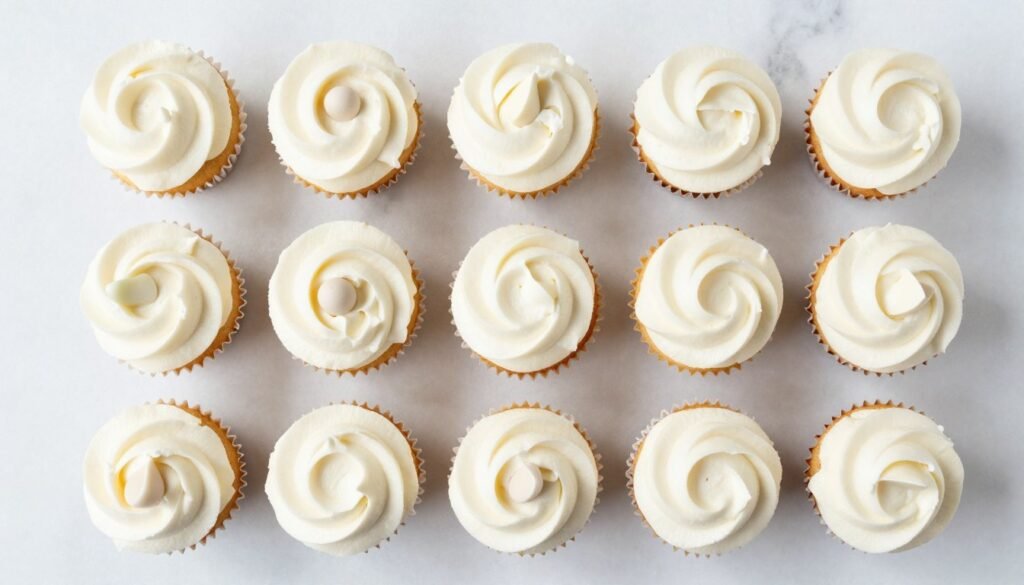 minimalist cupcakes arranged on display