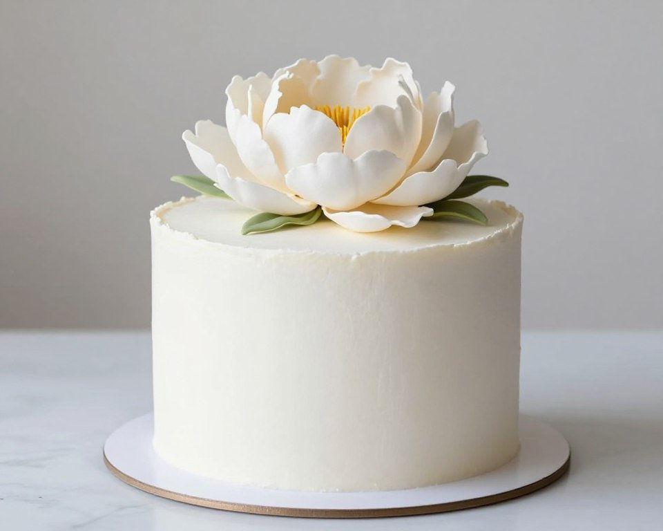 minimalist single flower birthday cake