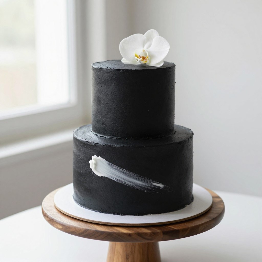 minimalist single tier black cake korean design minimalist single tier black cake korean design